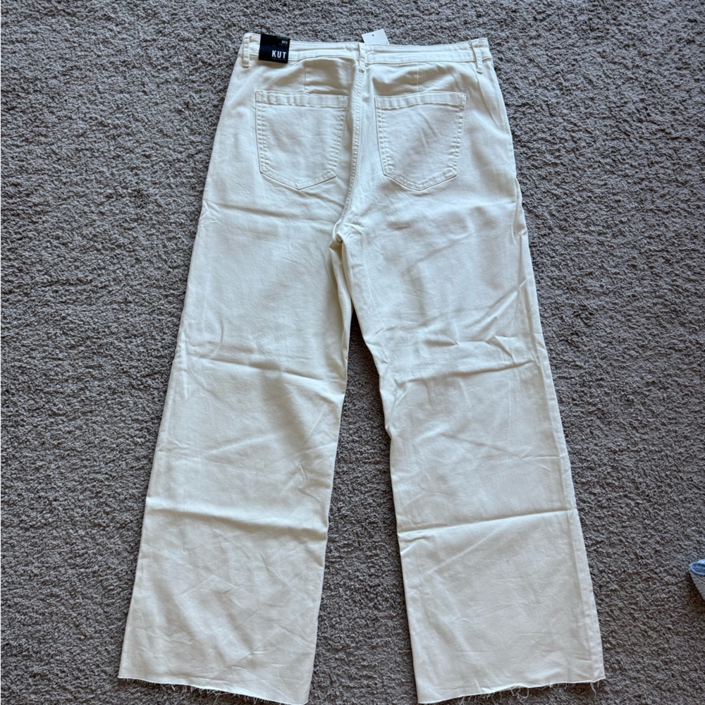 Kut from the Kloth Meg High Rise Utility Pants Ecru Cream Wide Leg Size 14 NWT - Picture 3 of 5